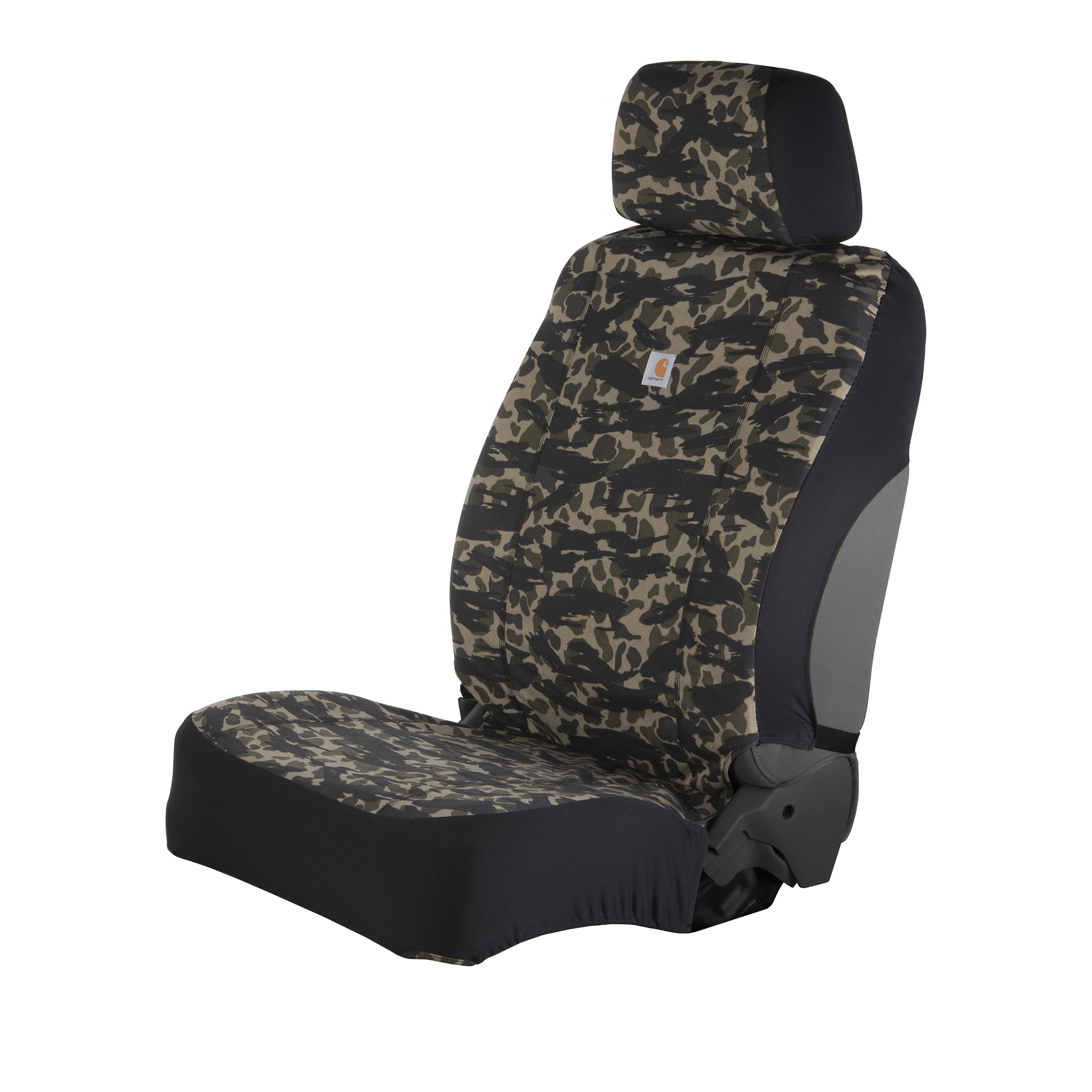 Carhartt universal seat cover front view protects your seat from spills and wear.