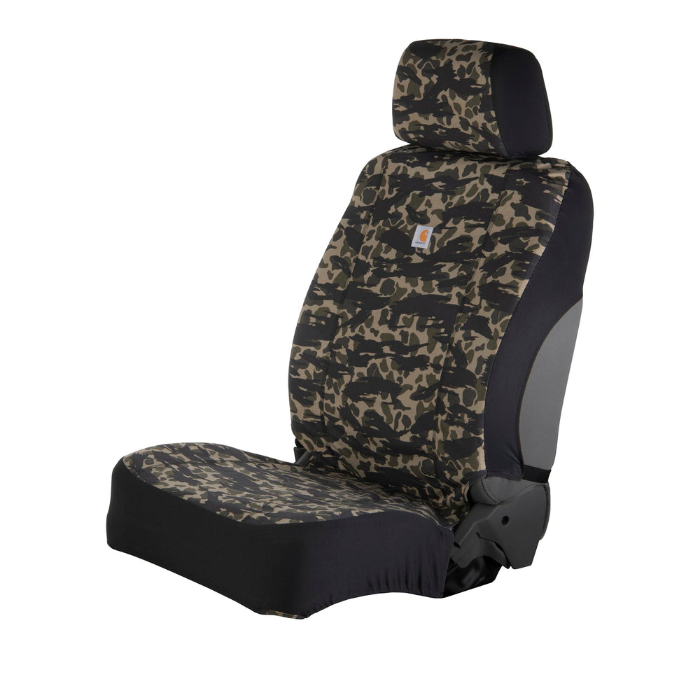 Carhartt universal seat cover front view protects your seat from spills and wear.