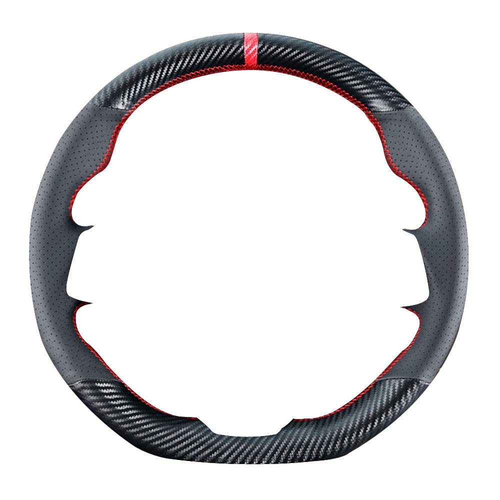 Carkooler hand-sewn red stitching detail on steering wheel cover for premium look