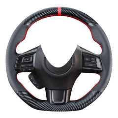 Carkooler carbon fiber steering wheel cover for Subaru WRX STI with custom fit and enhanced grip