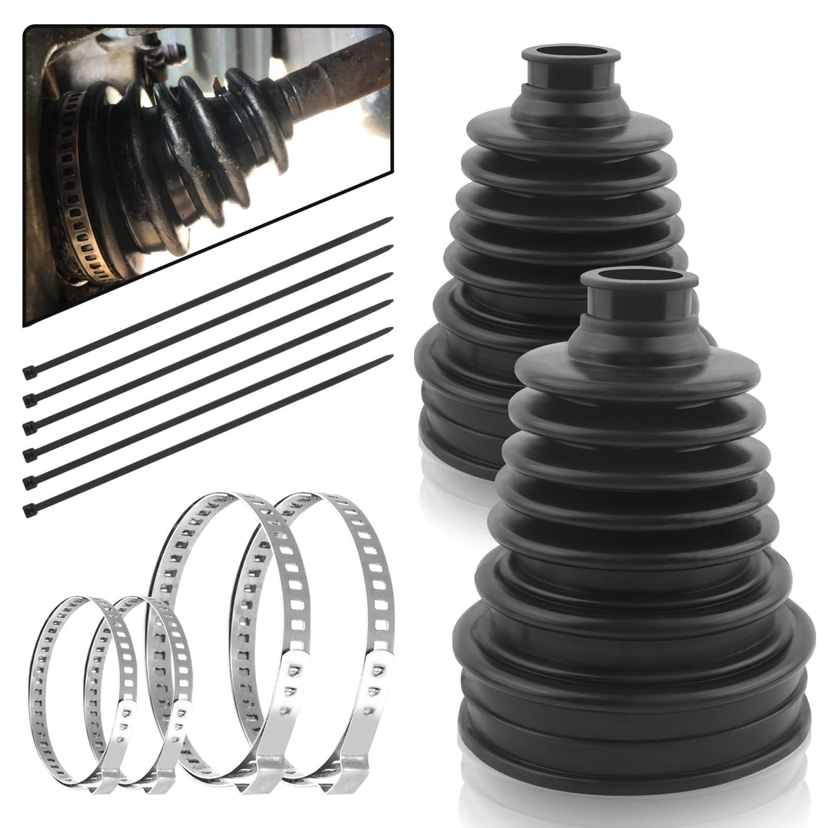 Carleef CV boot kit with clamps and ties for easy axle protection
