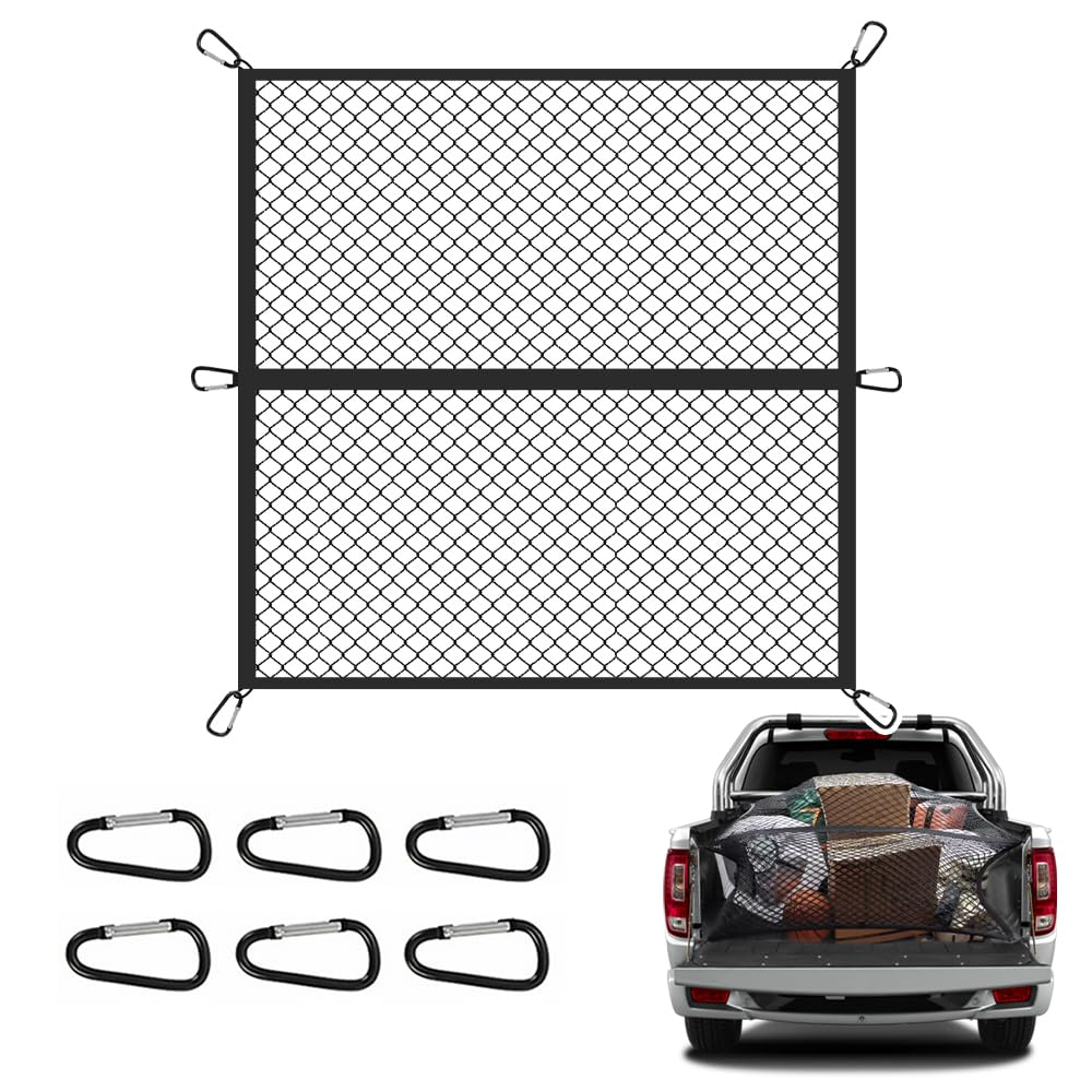 Carleef Foldable Cargo Net covers the full truck bed for secure transport.