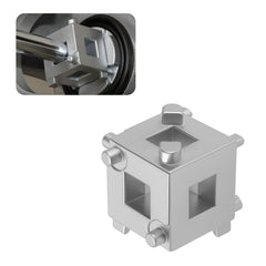 carleef front view of cube tool showing six-sided faces for universal piston fit and ease