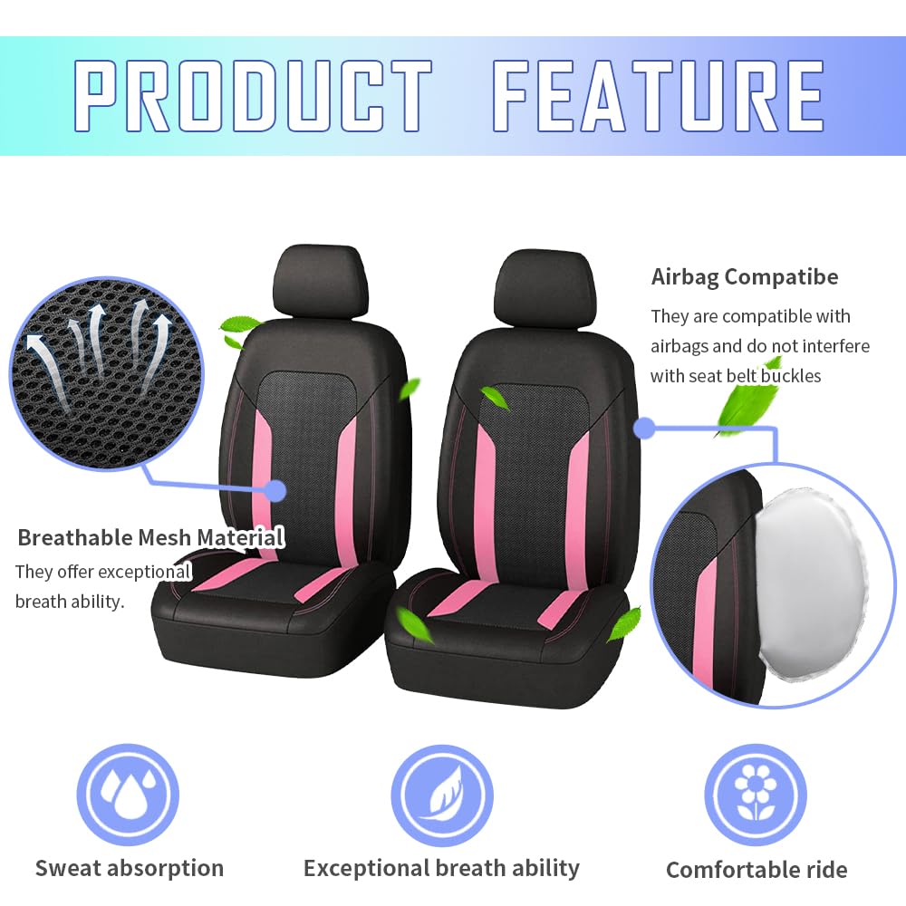 Carleef pink cooling seat cover close-up of foam padding and mesh seams
