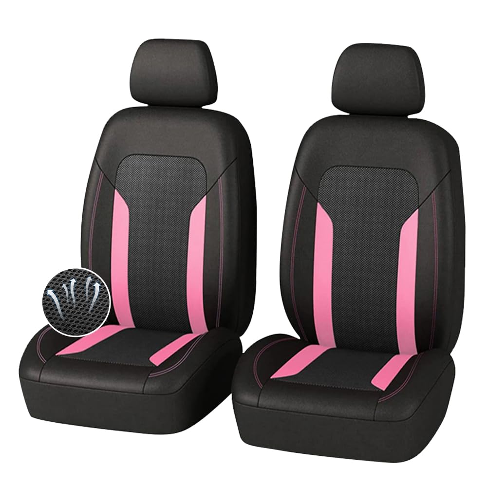 Carleef pink cooling seat cover front view highlighting breathable mesh for hot days