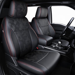 Carlimeki Ford F-150 front seat covers with full coverage for 40/console configuration.