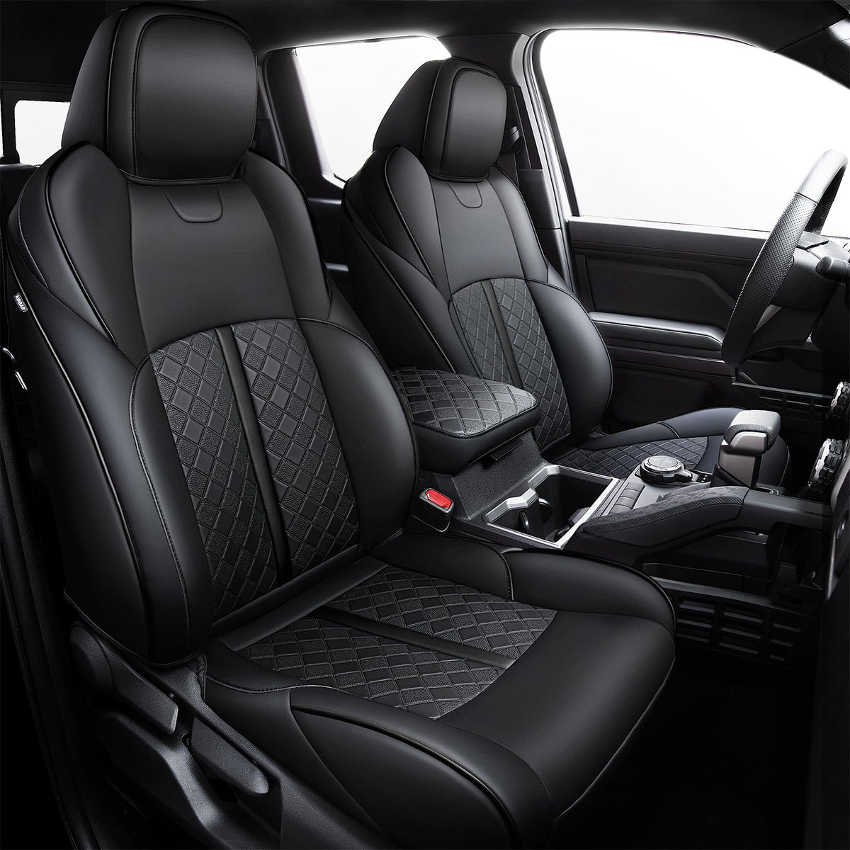 Carlimeki leather seat covers for Tacoma 4th Gen front seats, premium look and protection