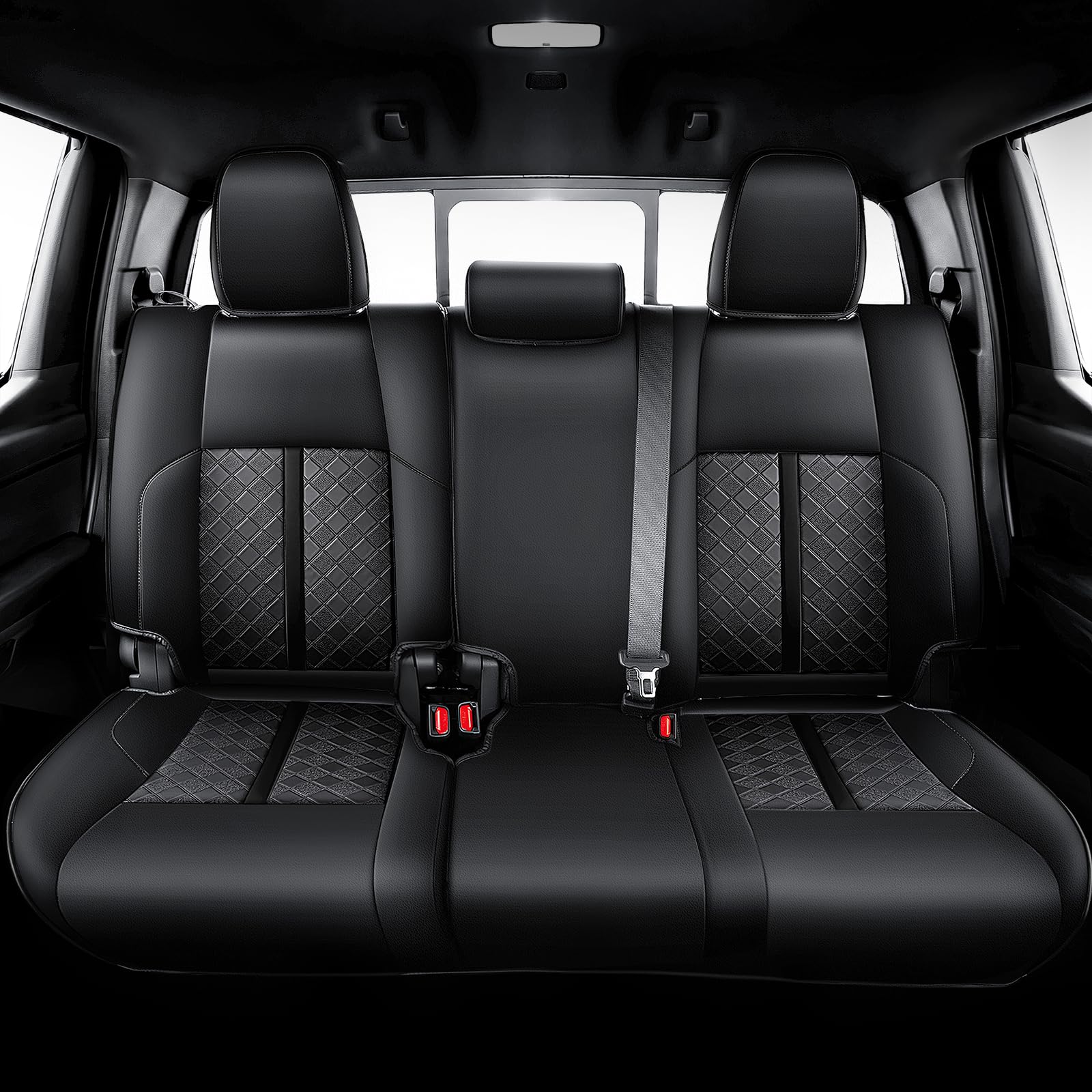 Carlimeki leather seat covers for Tacoma 4th Gen rear seats, durable and easy to clean