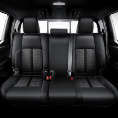 Carlimeki leather seat covers for Tacoma 4th Gen rear seats, durable and easy to clean
