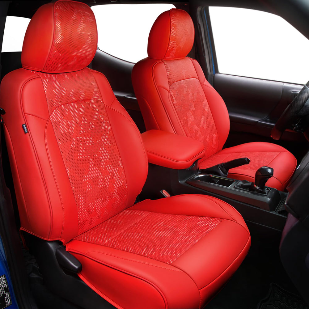 Carlimeki leather seat cover close-up showing premium texture for Tacoma Gen3.