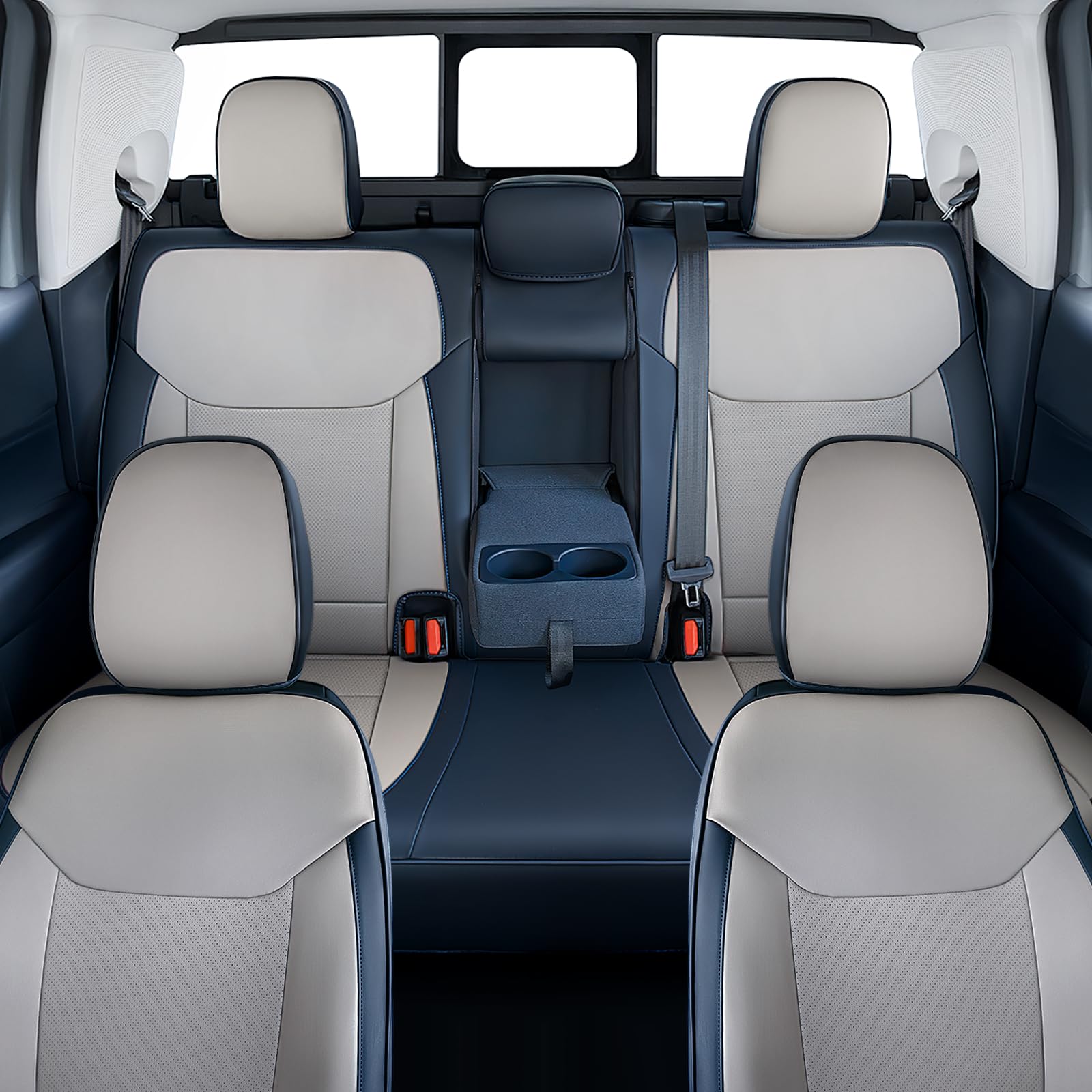 Carlimeki Maverick seat covers with side airbags compatibility close-up.