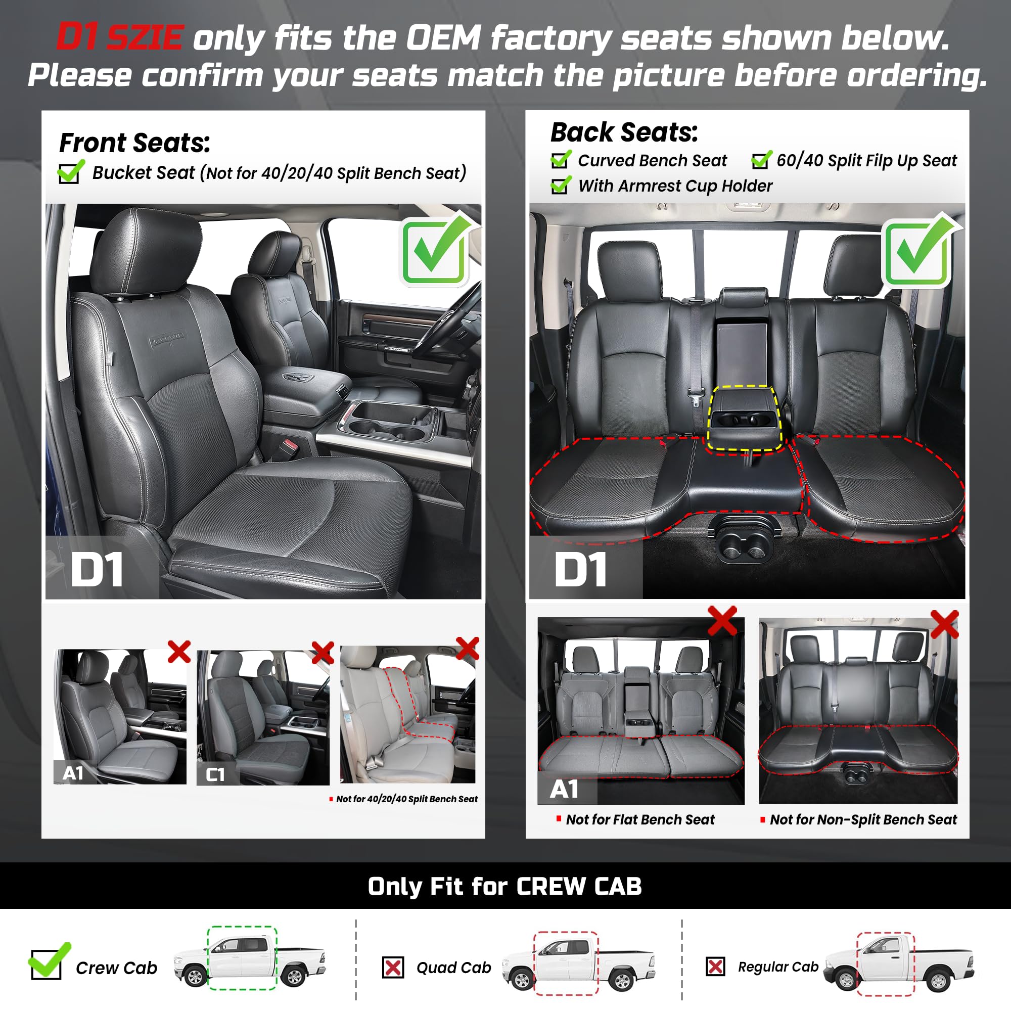 Carlimeki Ram 1500 D1 rear bench seat cover guards split seats and keeps interior clean