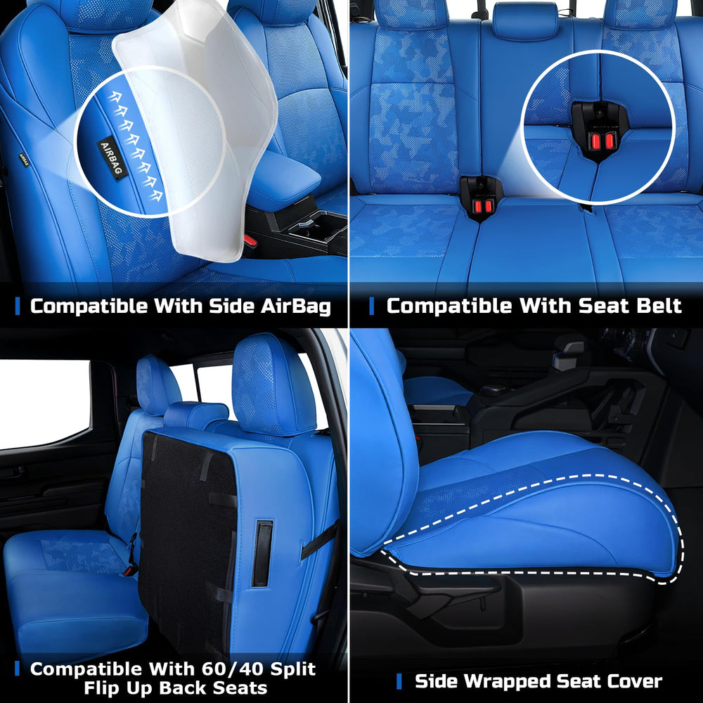 Carlimeki seat covers compatible with side airbags and belts in the Tacoma.