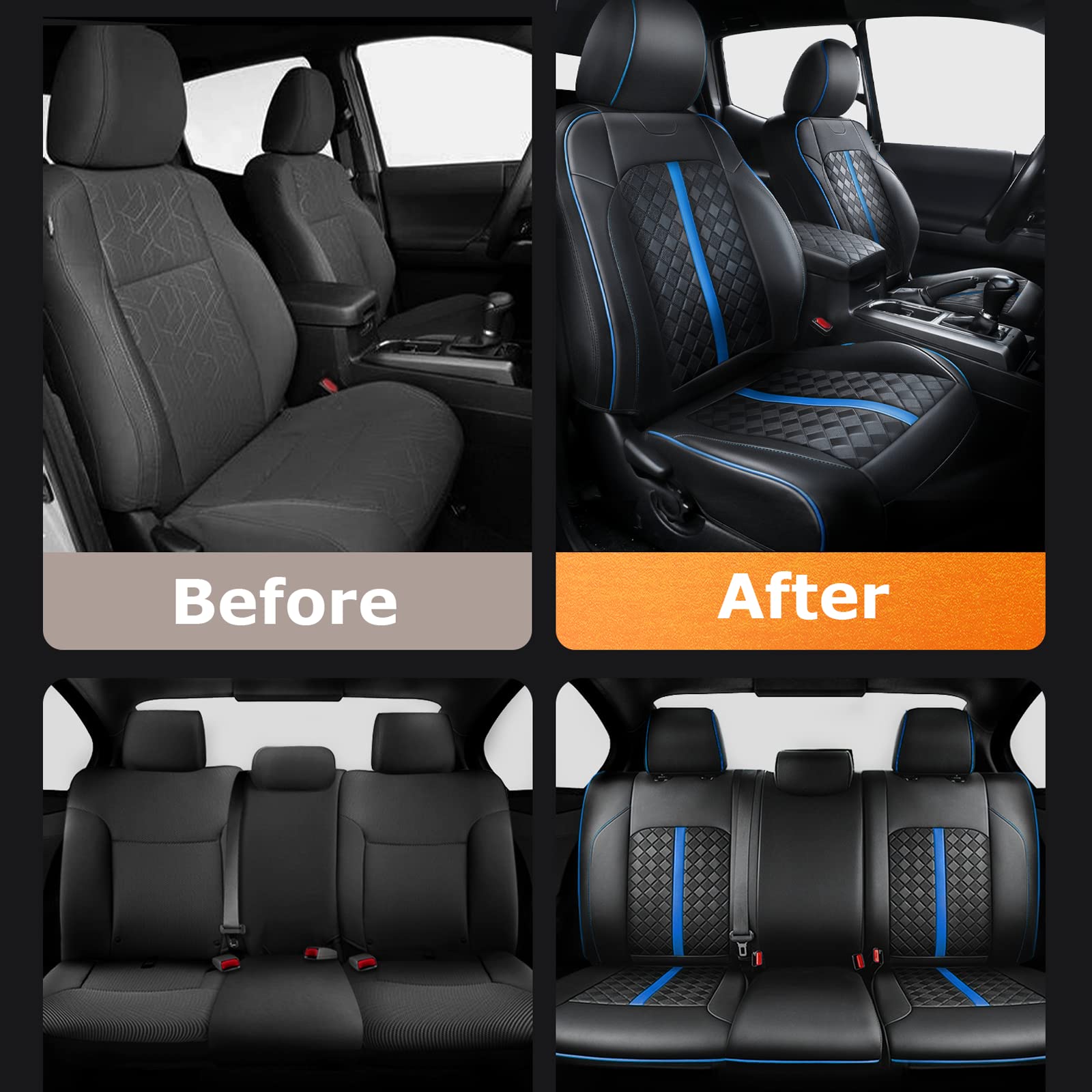 Carlimeki waterproof leather-look seat covers for Tacoma withstand all-weather use.