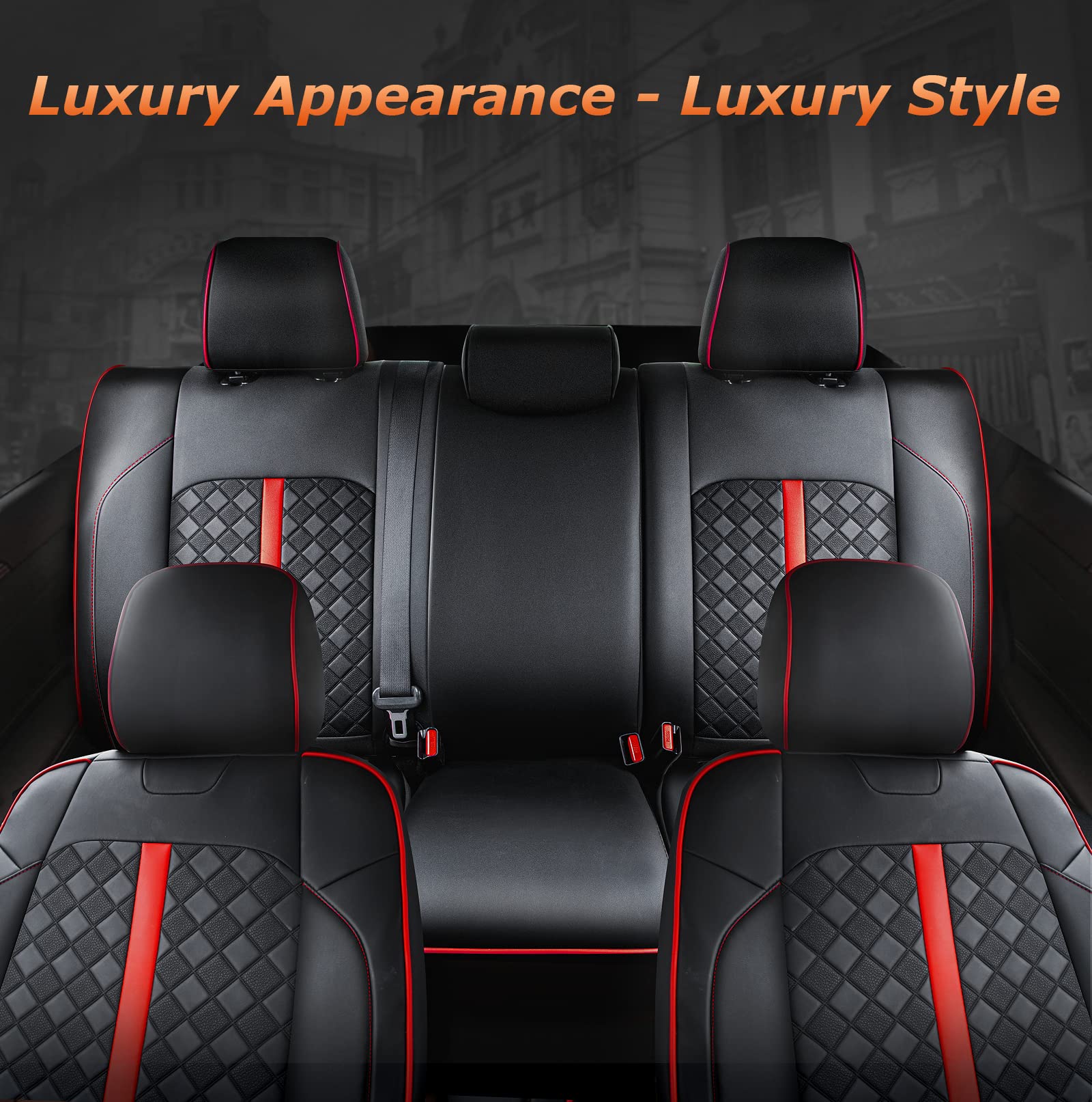 Carlimeki leather seat covers: waterproof protection for all-weather Tacoma use.
