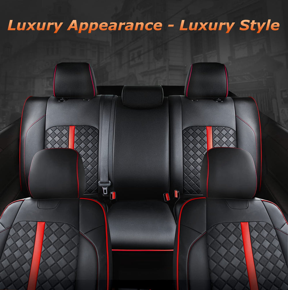 Carlimeki leather seat covers: waterproof protection for all-weather Tacoma use.