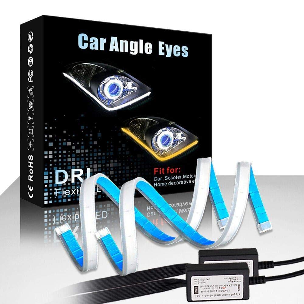CARLITS car LED strip 24-inch (60 cm) white and amber enhances DRL and signaling.