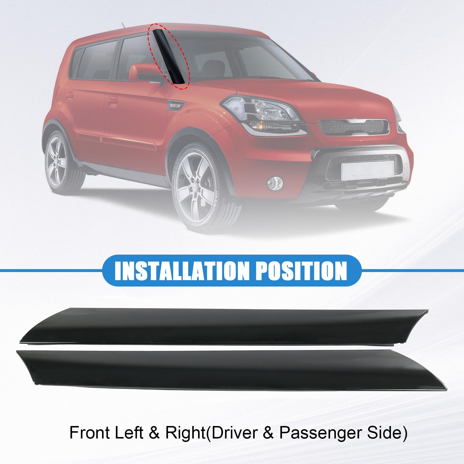 CARMOCAR black finish A-pillar trim for Kia Soul.