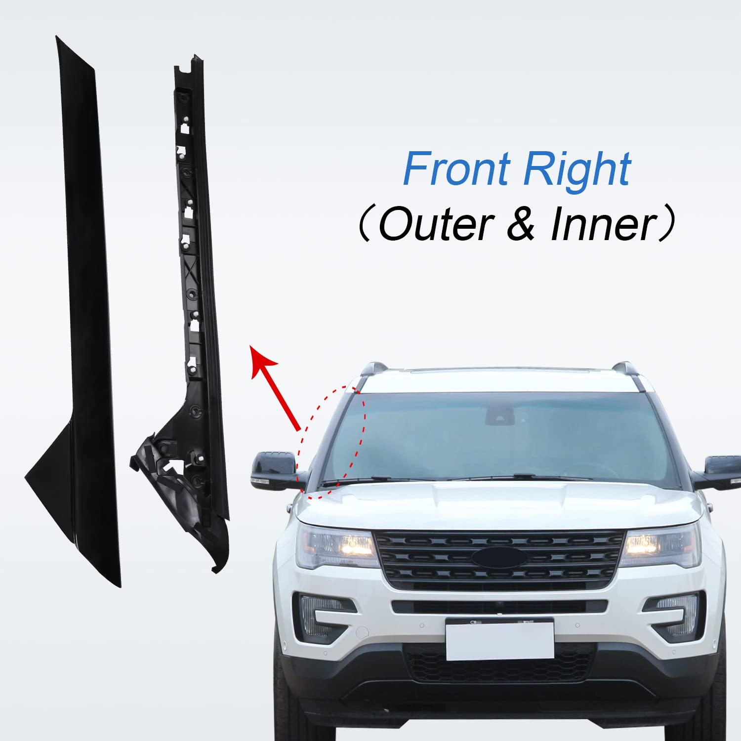 CARMOCAR Gloss black A-pillar molding finish enhances exterior styling.