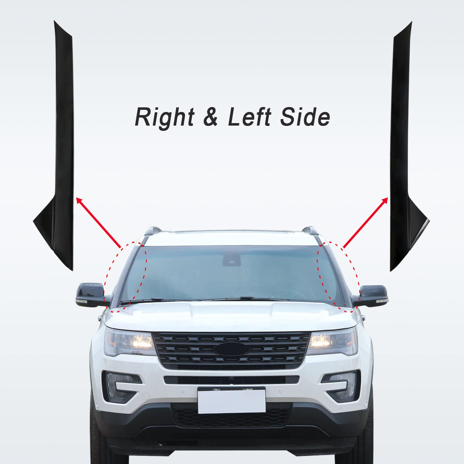 CARMOCAR gloss black A-Pillar molding enhances vehicle styling and protection.