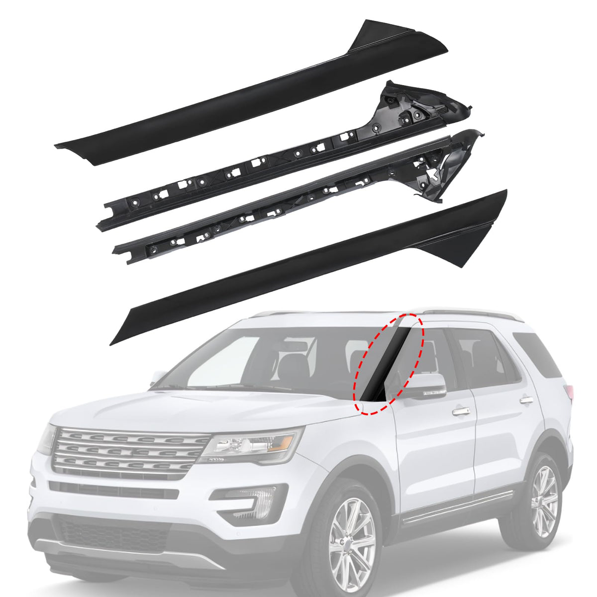 CARMOCAR A-Pillar molding trim right outer for 2011-2019 Ford Explorer, enhancing exterior fit.