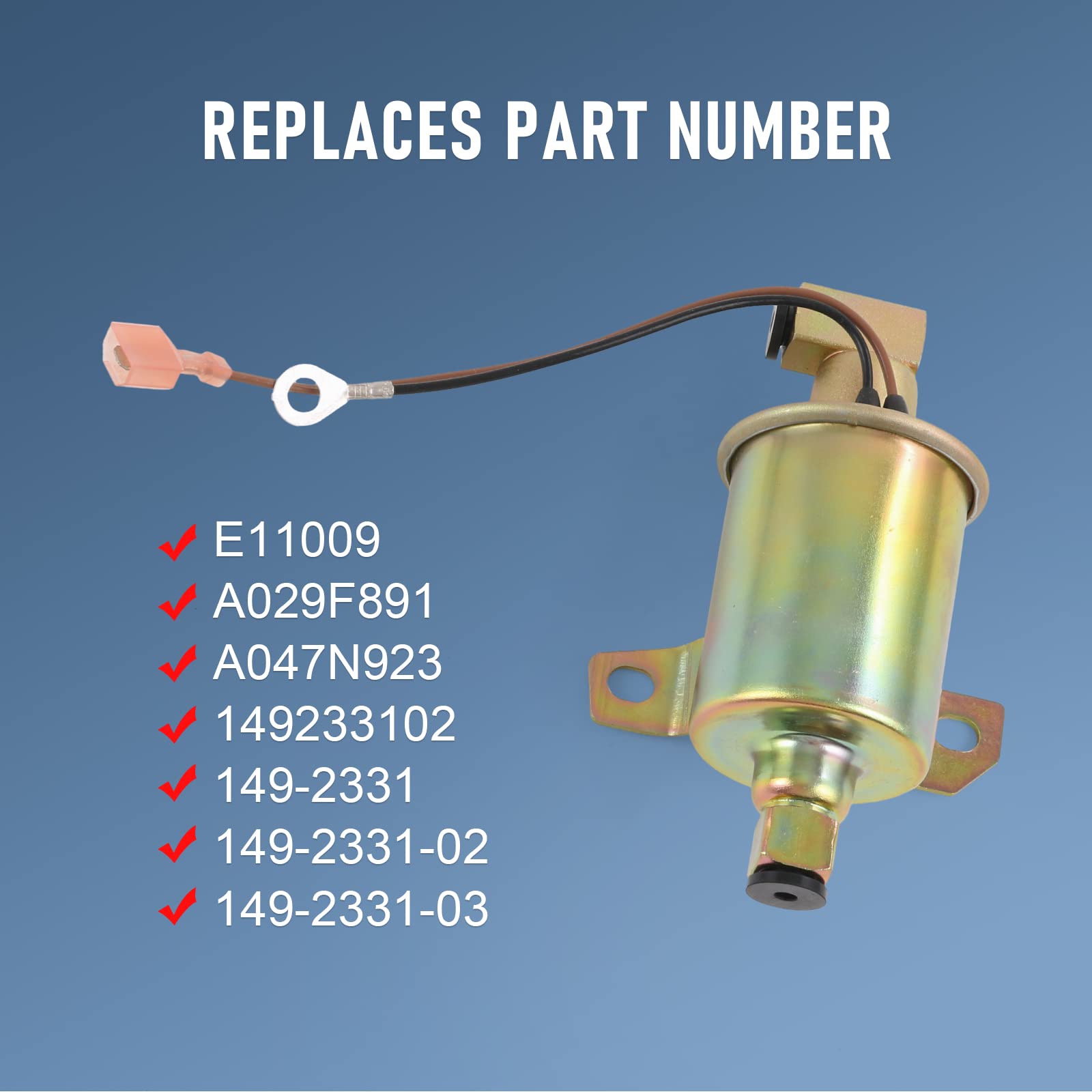 CARMOCAR E11009 fuel pump side view showing compact design for RV installation.