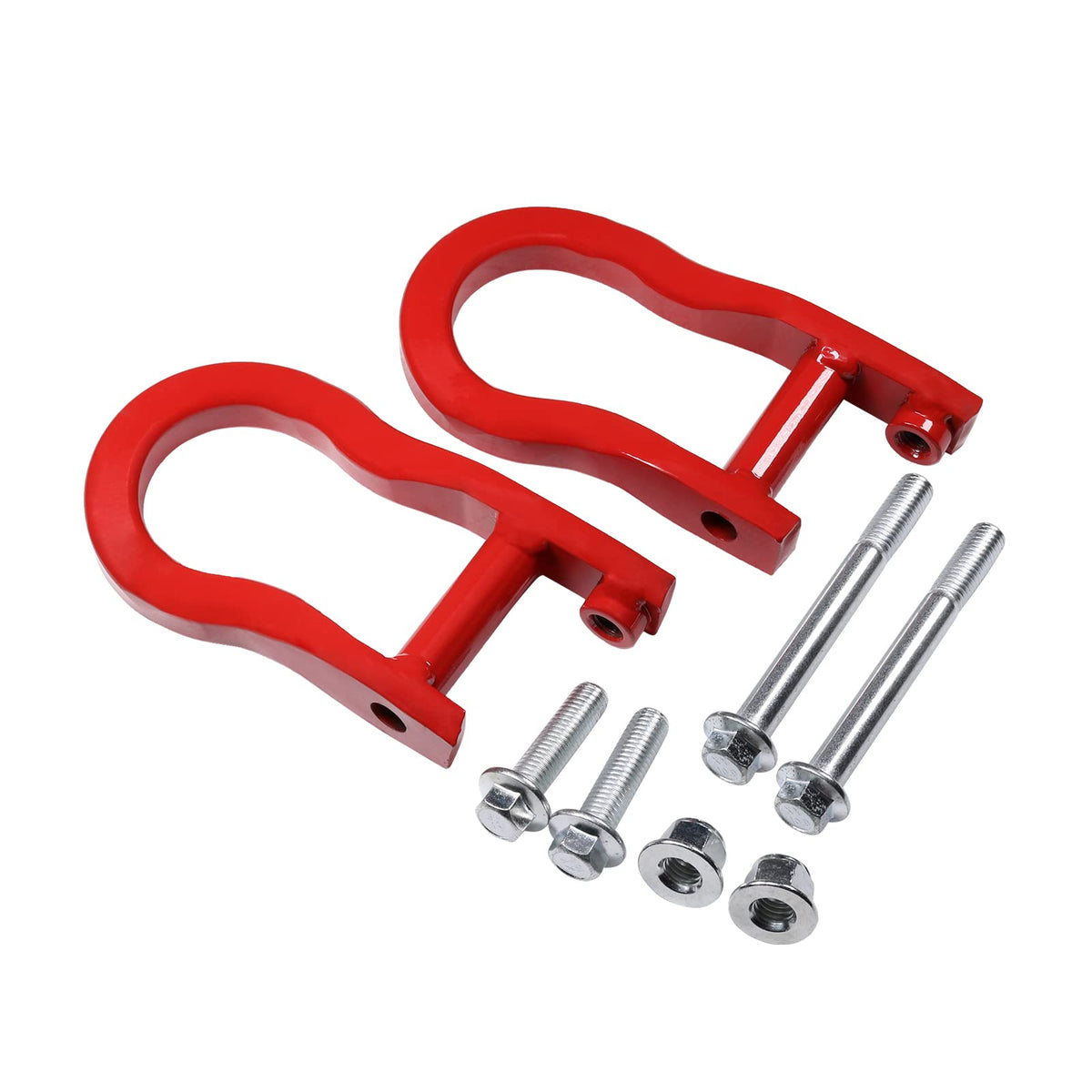 CARMOCAR front tow hook red for Silverado and Sierra, ready for recovery.