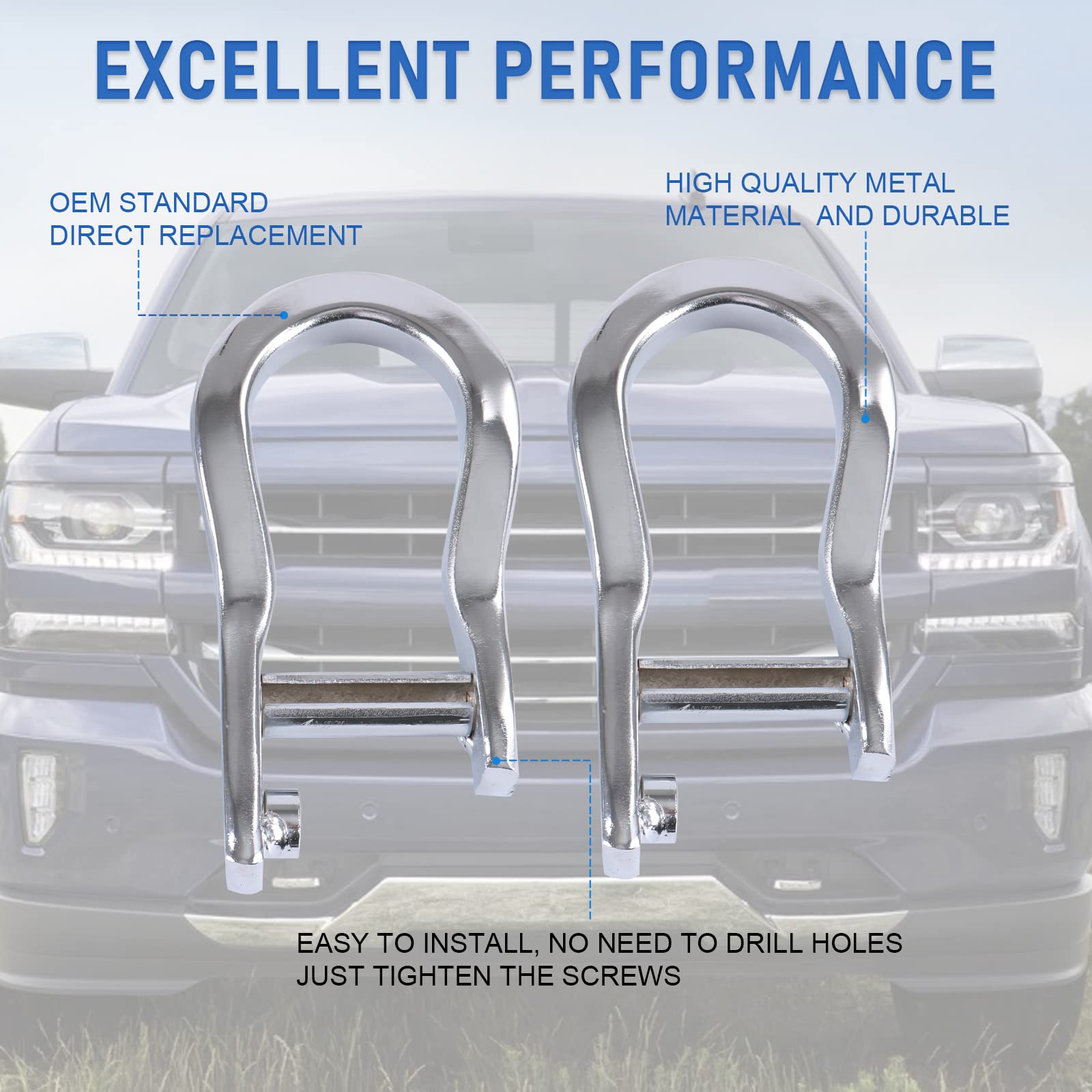 CARMOCAR tow hook installed on Silverado for front-end recovery