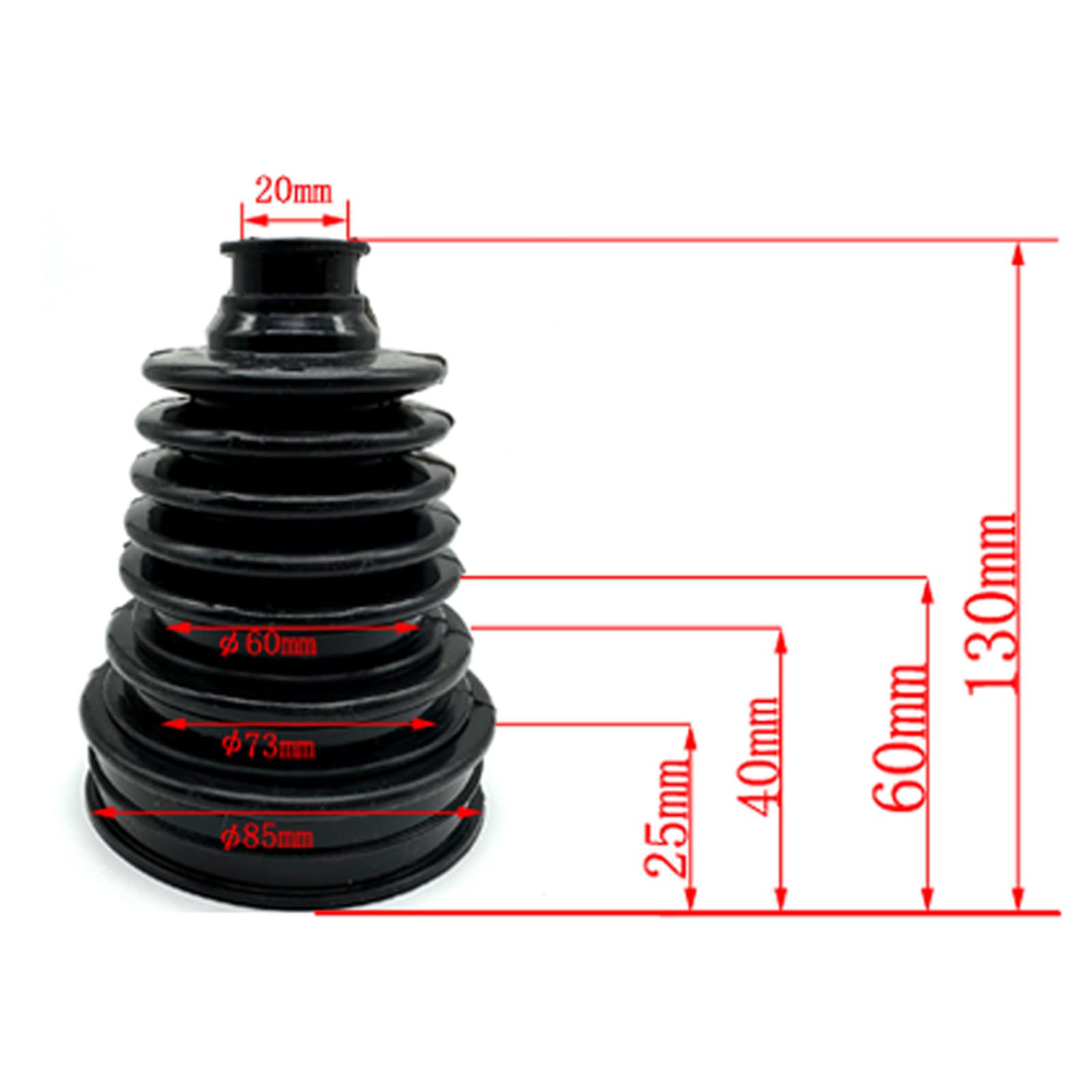 Carmoeignin silicone CV boot close-up shows thick, flexible material for sealing.