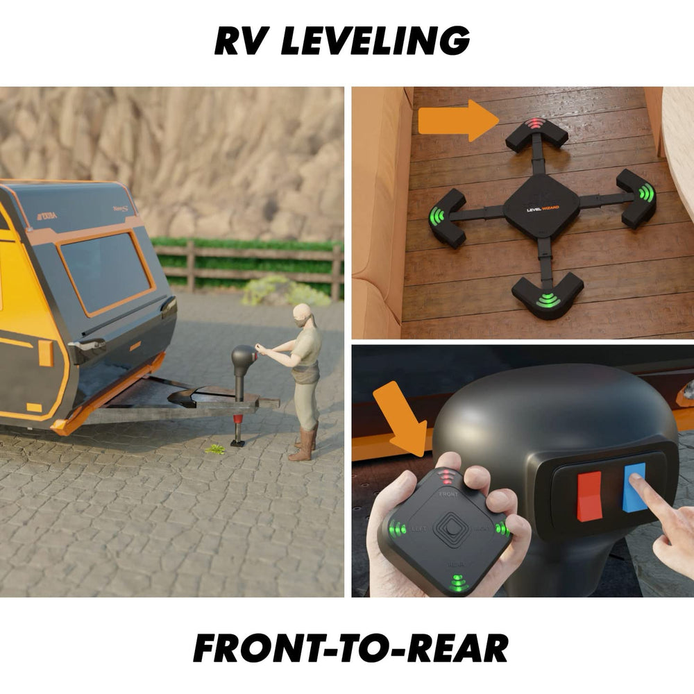 CARMTEK Level Wizard works with drivable and towable RVs for versatile leveling
