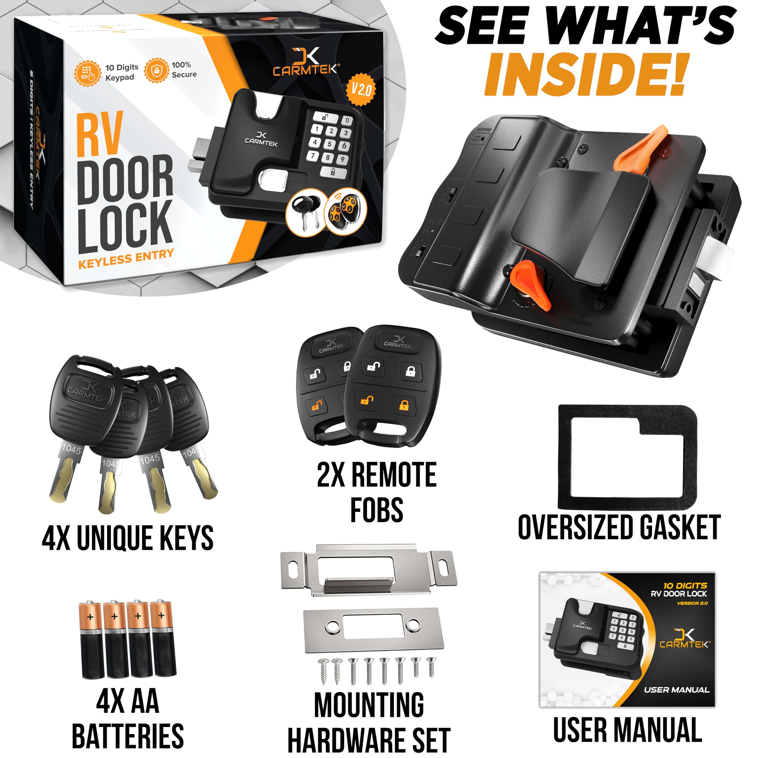 CARMTEK RV keyless entry lock gasket sealing protects electronics during travel.