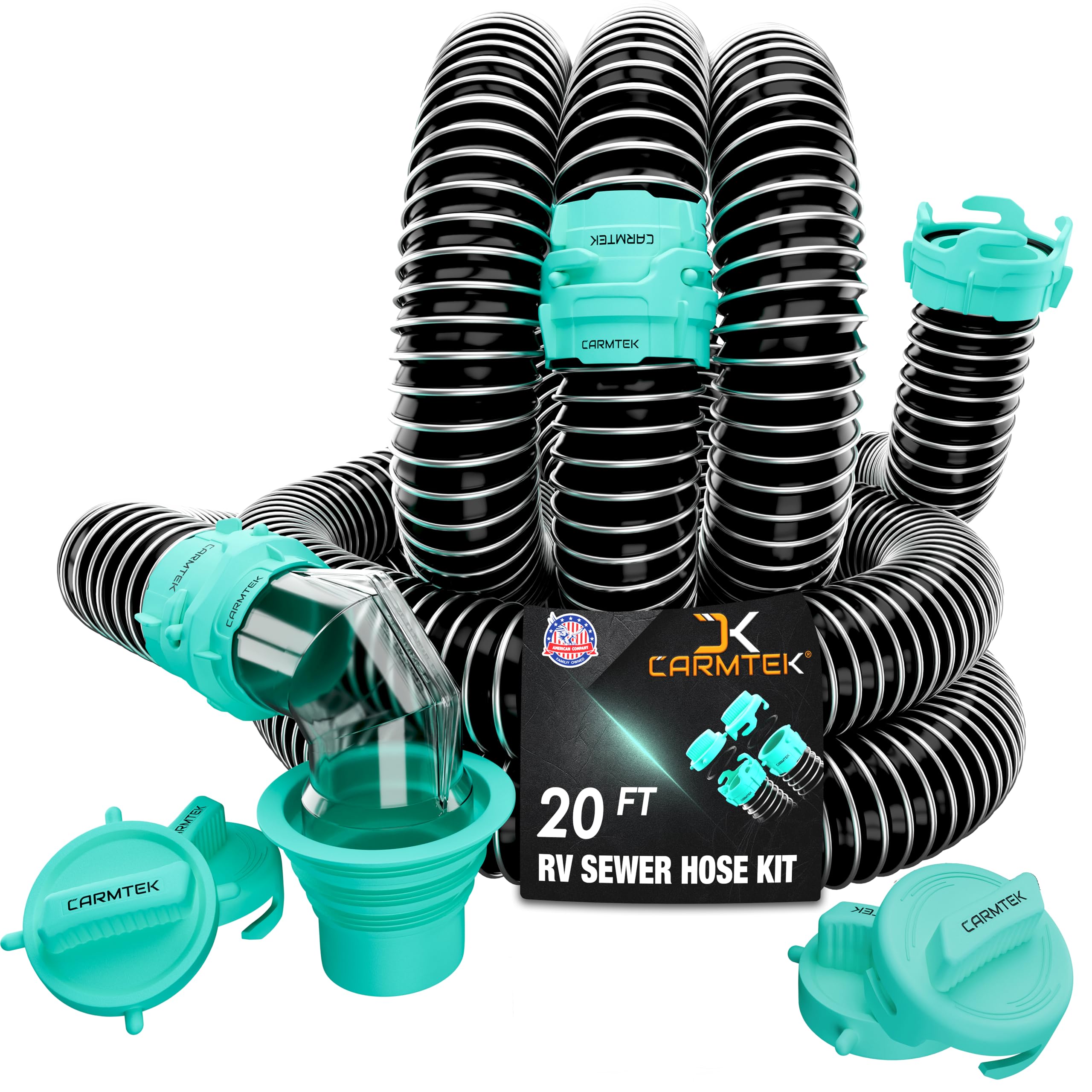 CARMTEK RV sewer hose kit with two 10-ft hoses for mess-free disposal