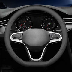 Carodi Nappa leather steering wheel cover on a D-shaped wheel for premium grip