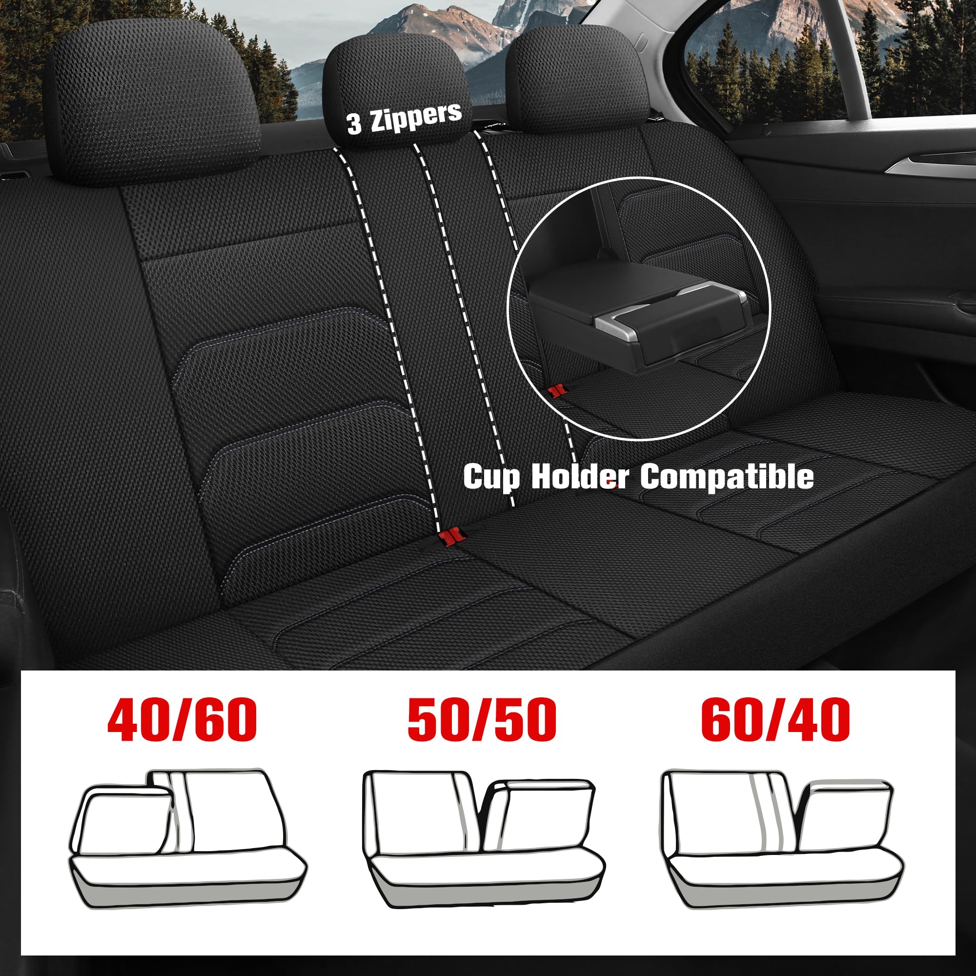 CAROMOP universal-fit seats shown in a vehicle interior.