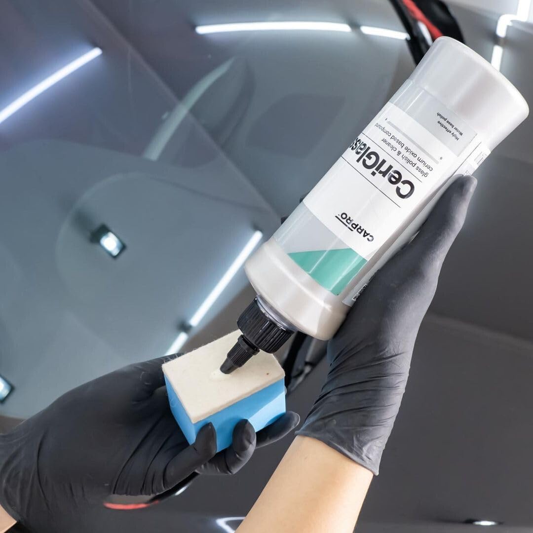 CARPRO CeriGlass application on glass shows even coverage and smooth finish.