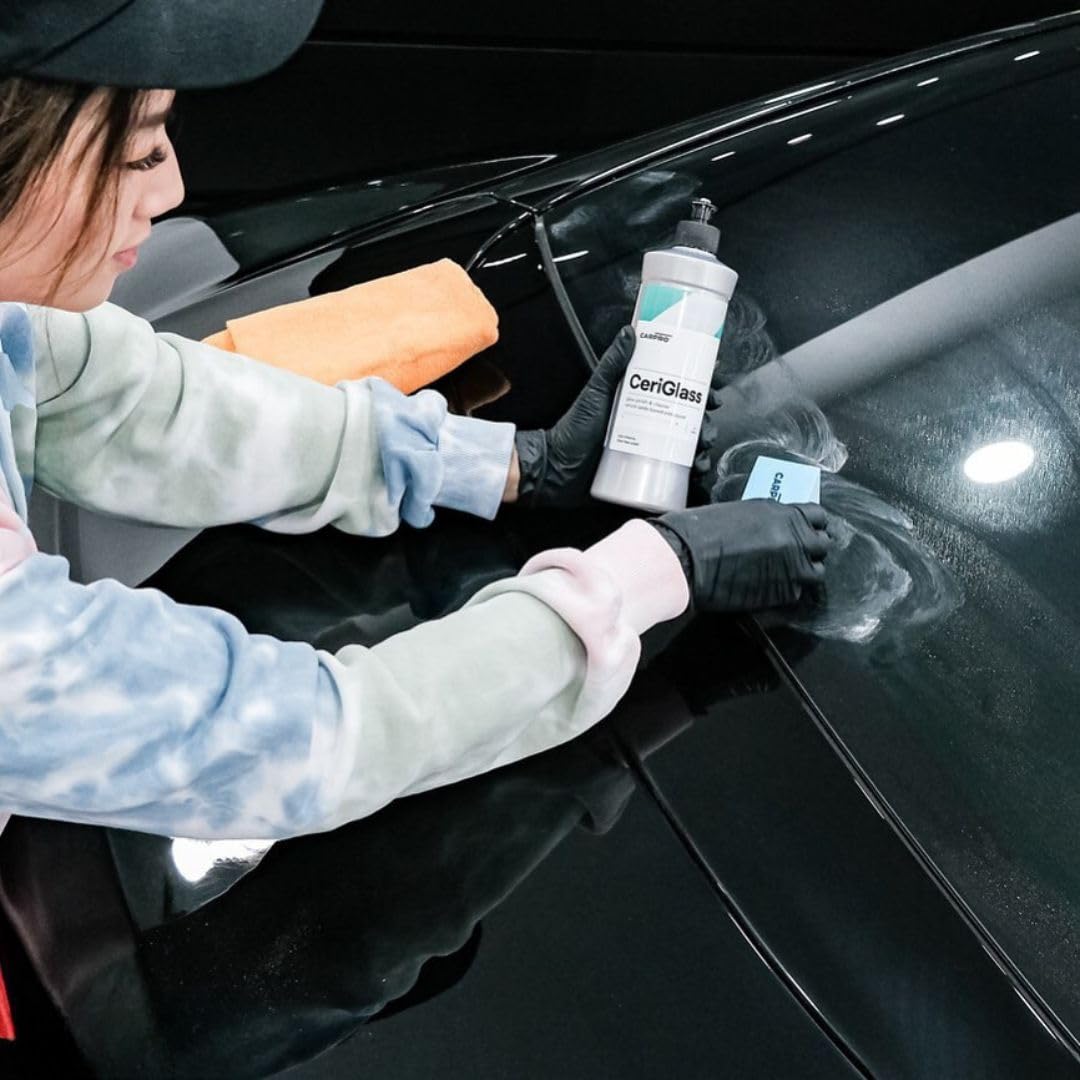 CARPRO CeriGlass removes wiper-scratch marks for smoother windshield glass.