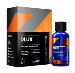 CARPRO DLUX bottle applying ceramic coating to wheel surface for lasting protection.