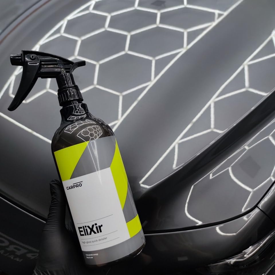 CARPRO EliXir Quick Detailer bottle on worktop with clean surface ready
