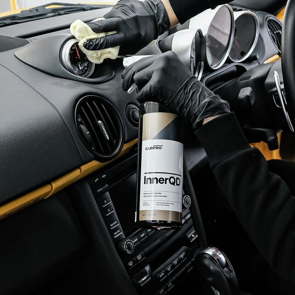 CARPRO InnerQD wipe fingerprints off on smooth leather and plastics.