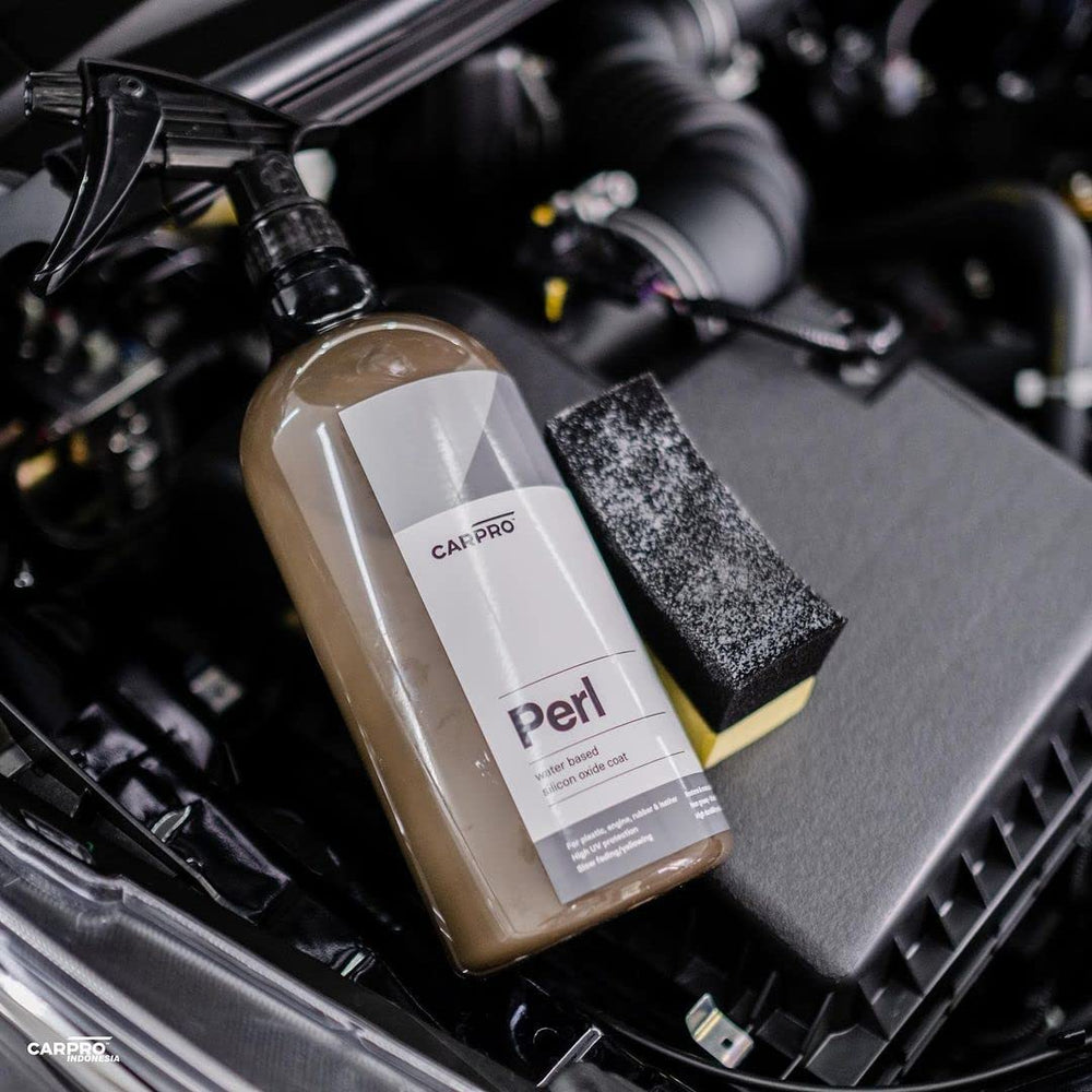 CARPRO PERL tire dressing appearance with revived, clean look and water beading.