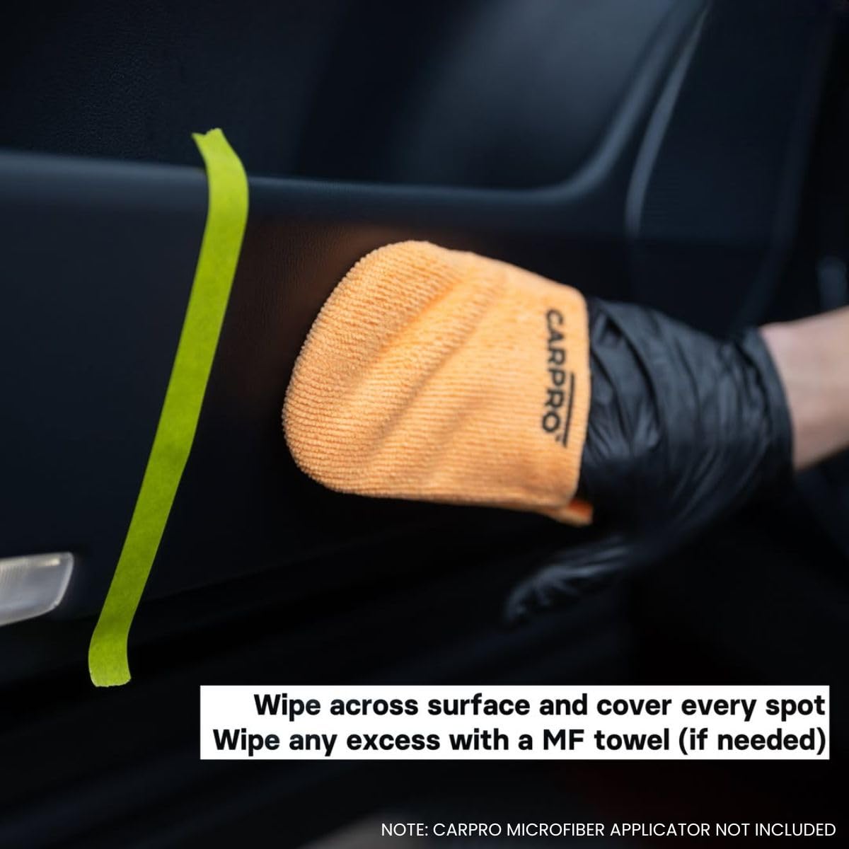 CARPRO PERL tire dressing application showing subtle sheen and protection