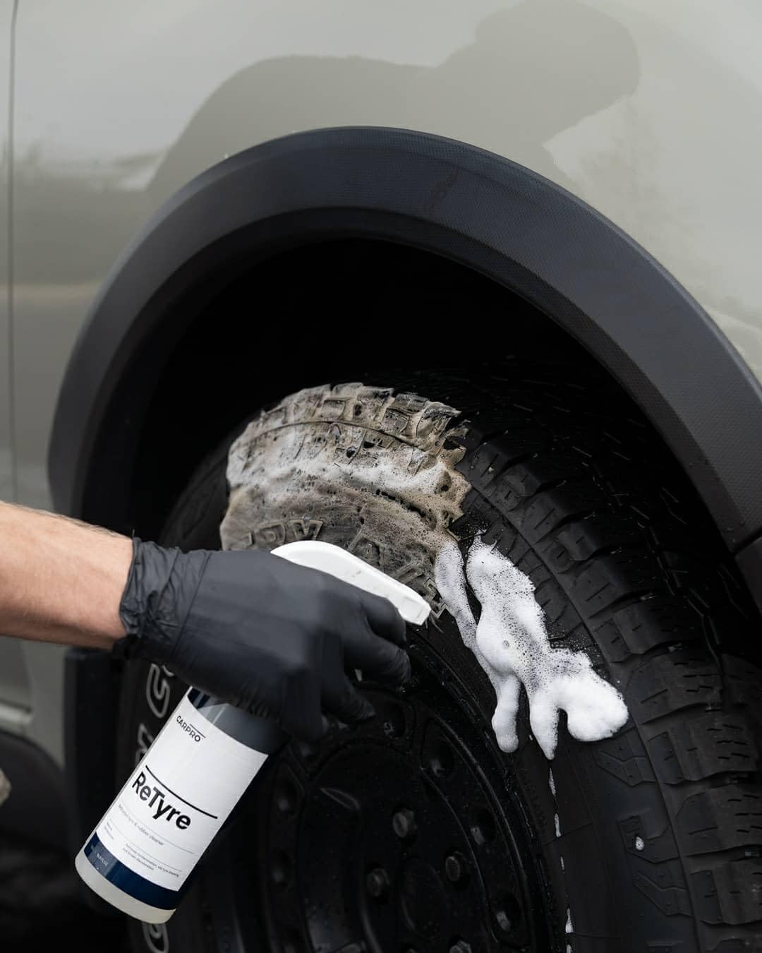 CARPRO ReTyre tire before-after shows dramatic improvement in appearance