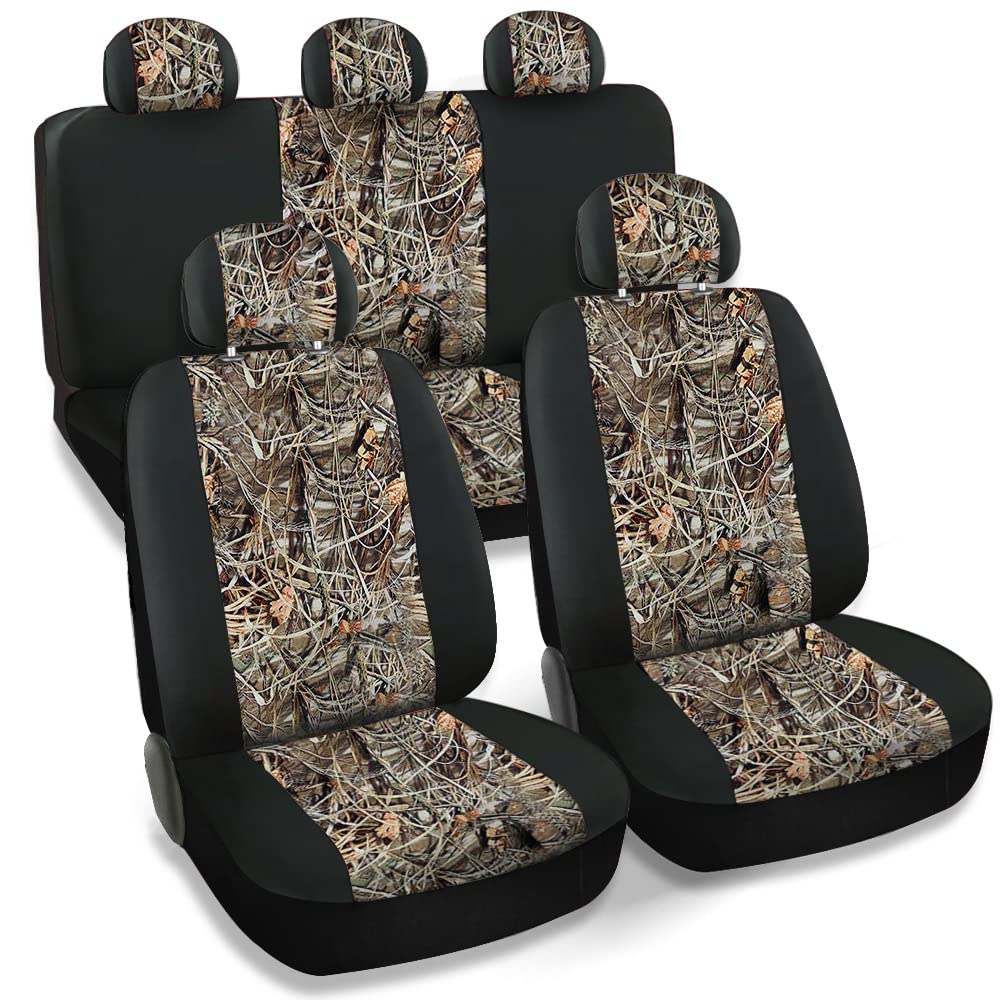 CarsCover Real Black Camo seat front view showing protective texture and rugged style