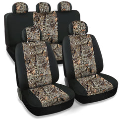CarsCover Real Black Camo seat front view showing protective texture and rugged style