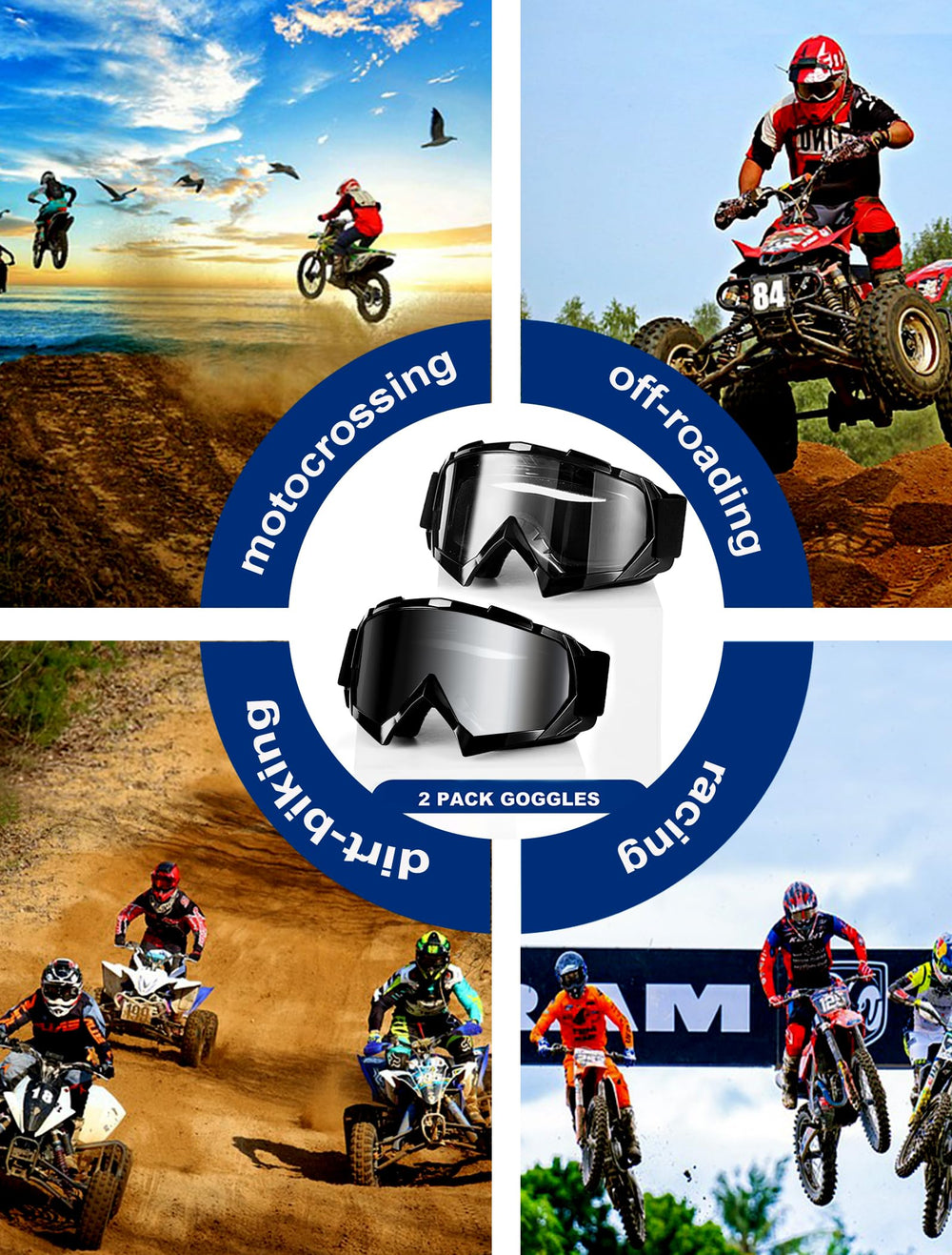 Carsories goggles withstand debris and wind for ATV and motocross sessions