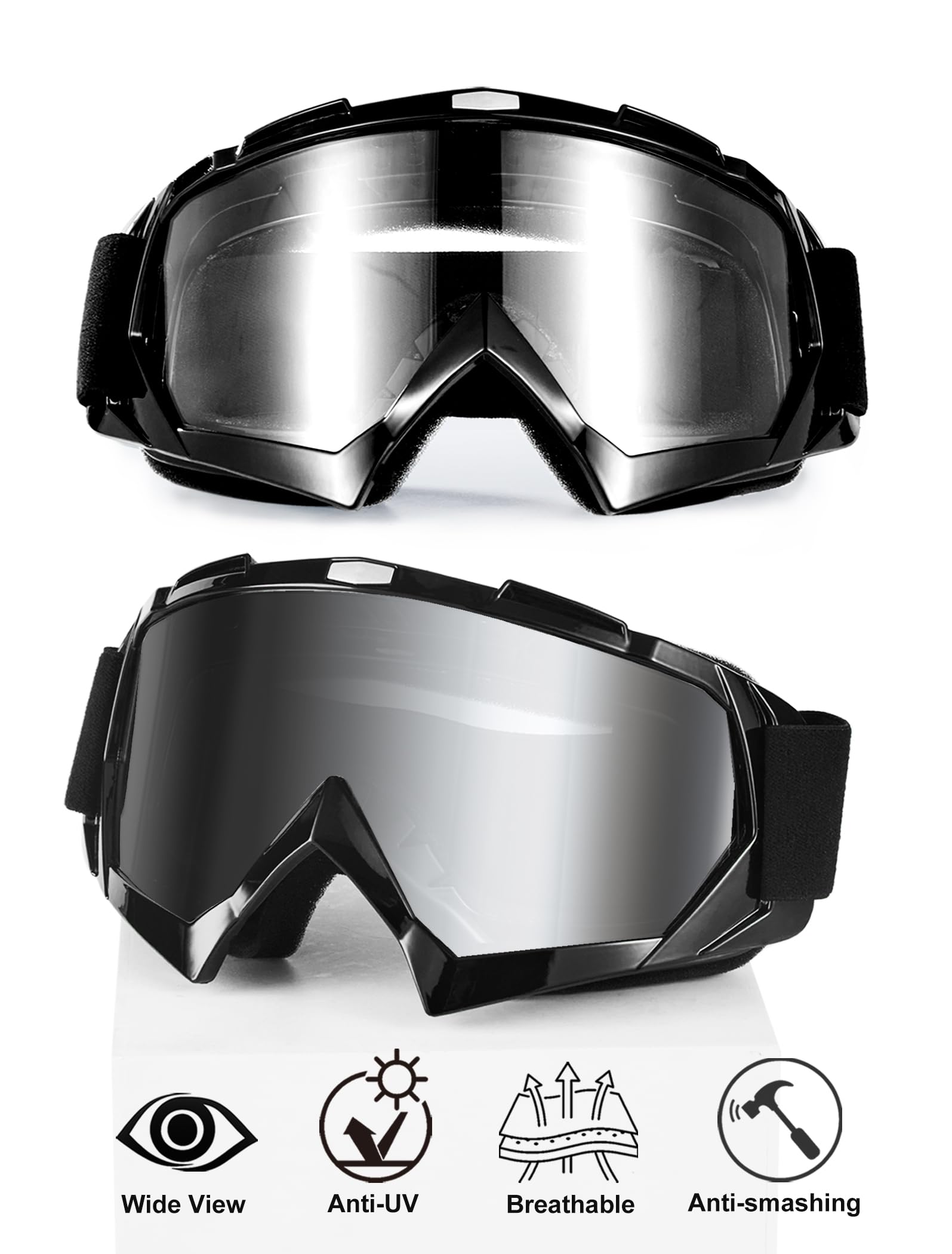 Carsories secure-fit goggles with non-slip strap for intense dirt riding