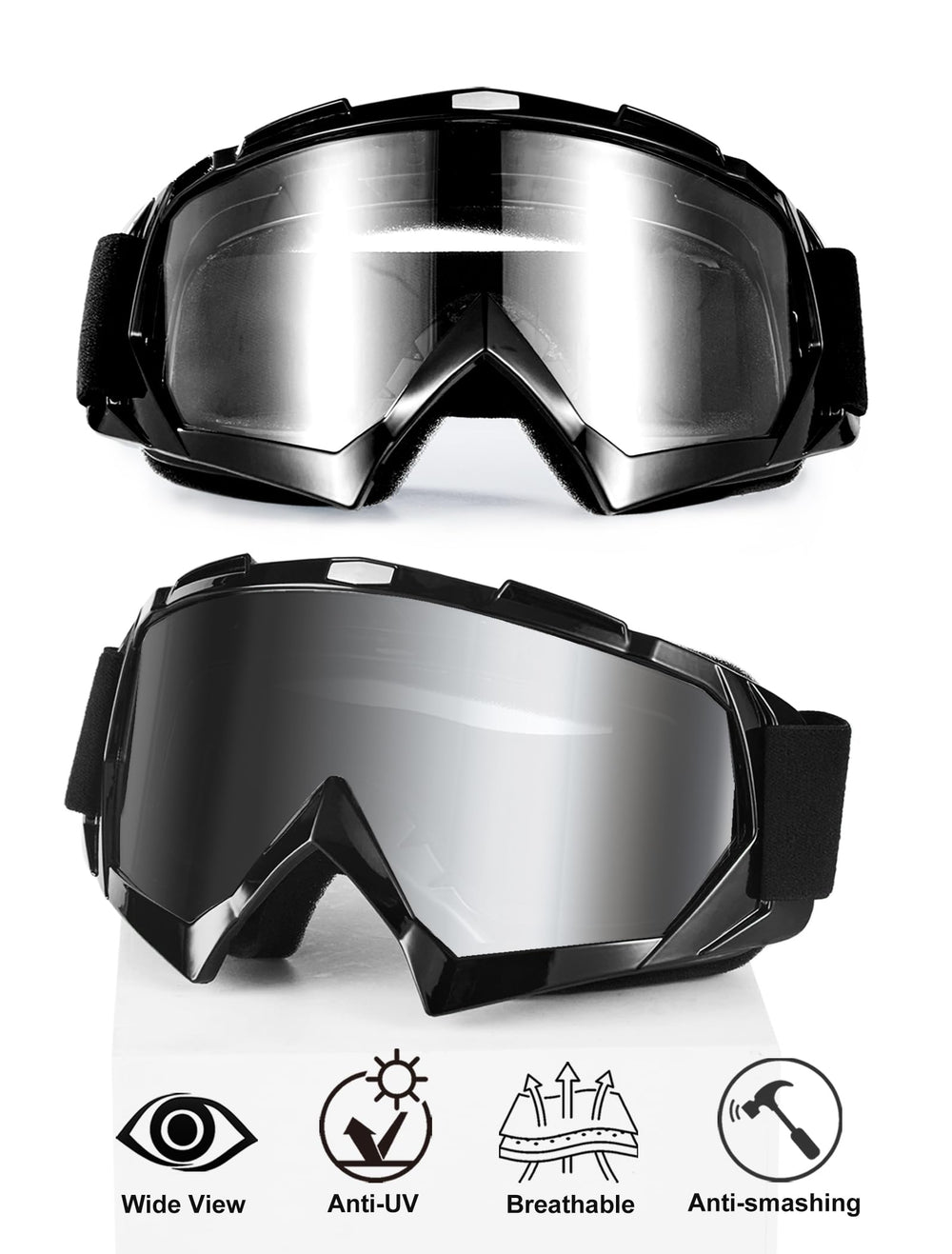 Carsories secure-fit goggles with non-slip strap for intense dirt riding
