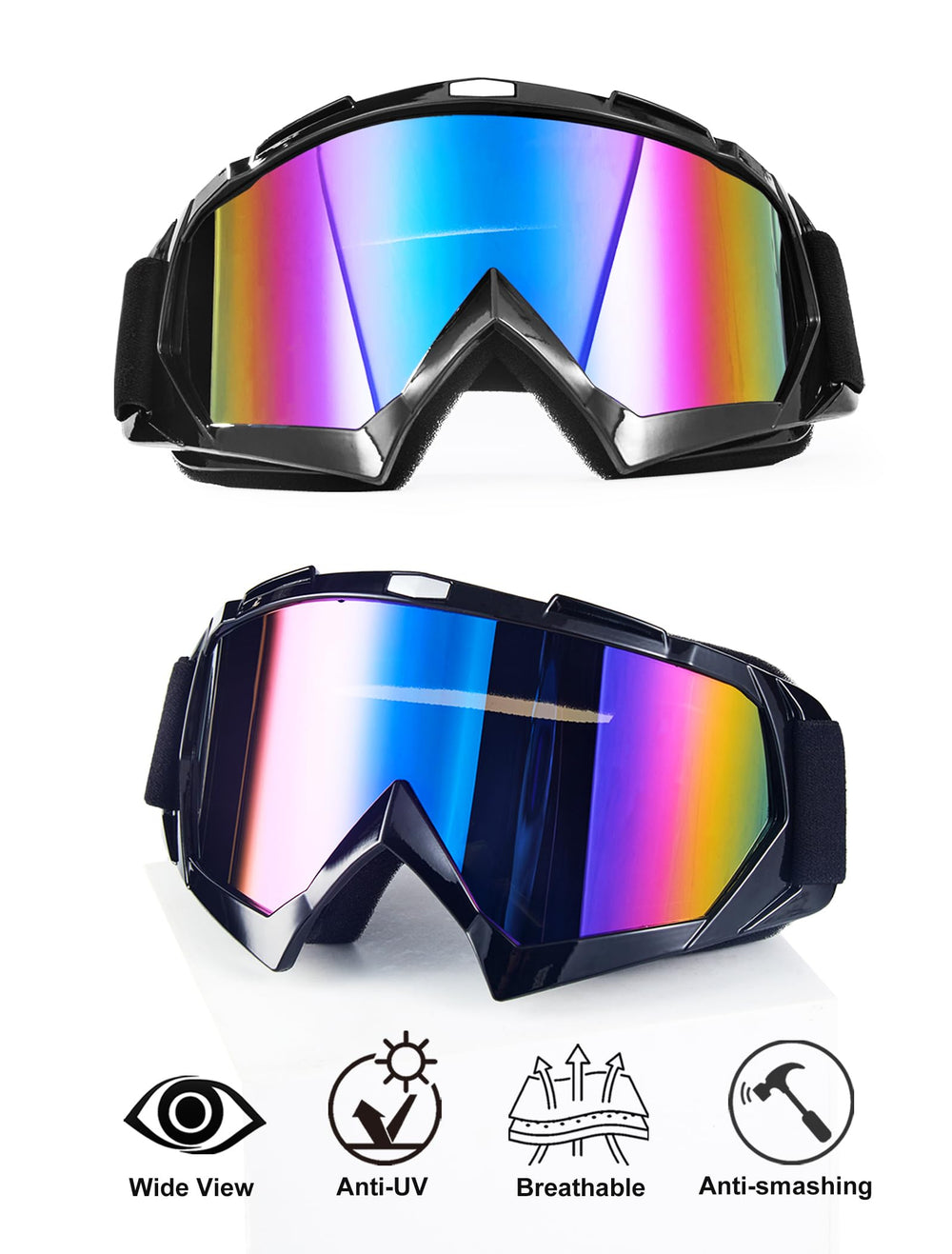 Carsories goggles secure-fit strap keeps goggles in place during intense riding.