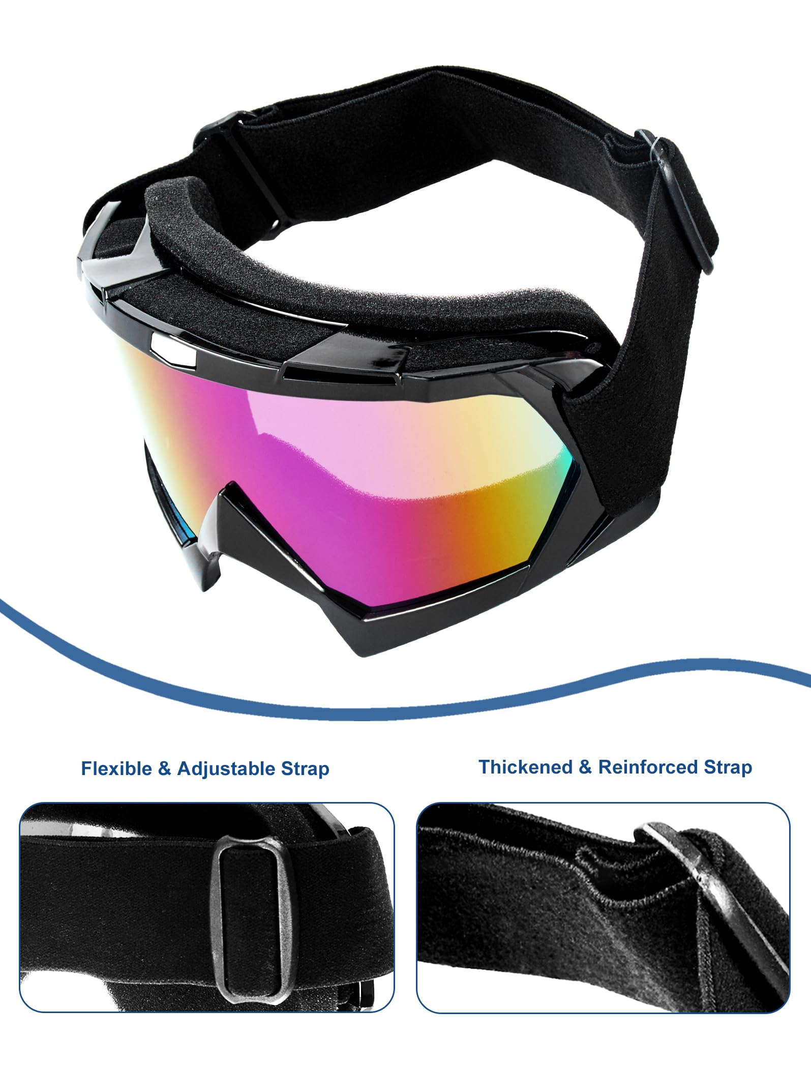 Carsories goggles wide-angle lens provides distortion-free visibility of terrain ahead.