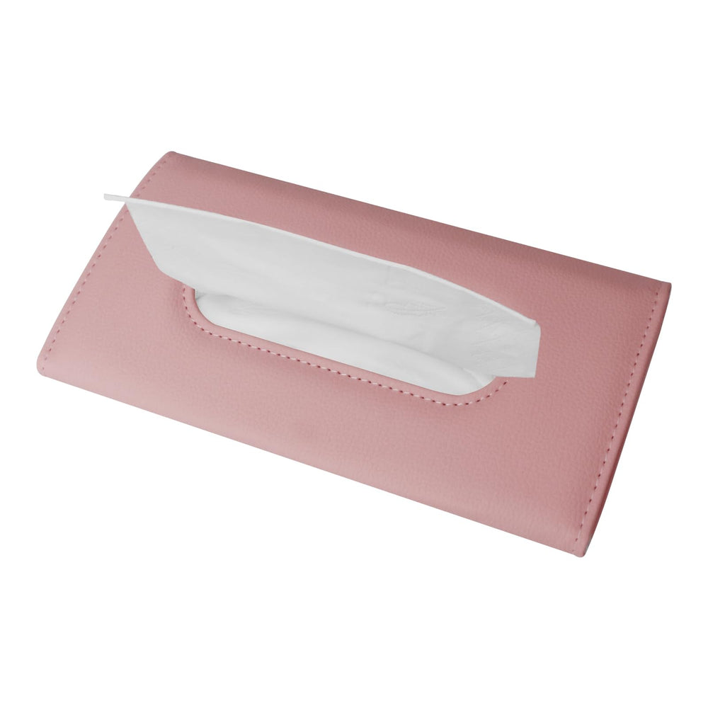 Carstuus tissue holder on backseat pocket for passengers.